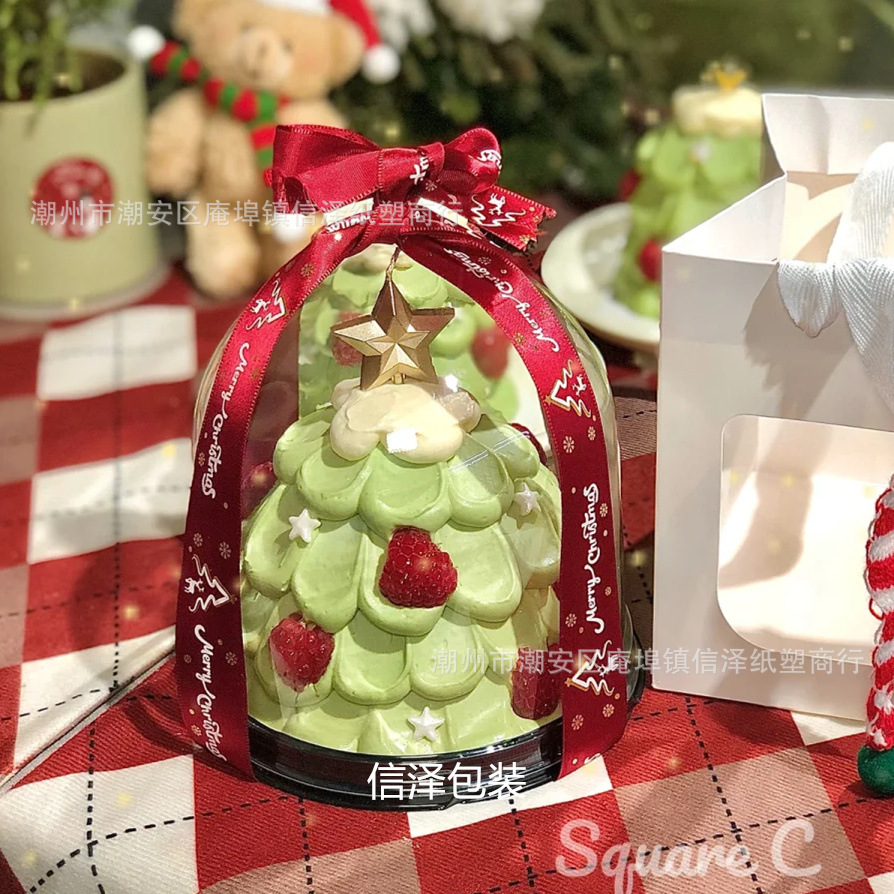 New 4 Inch Cyber Celebrous Christmas Cake Decorative Transparent Apple Packaging Box West Point Mousse Cake Dessert Box