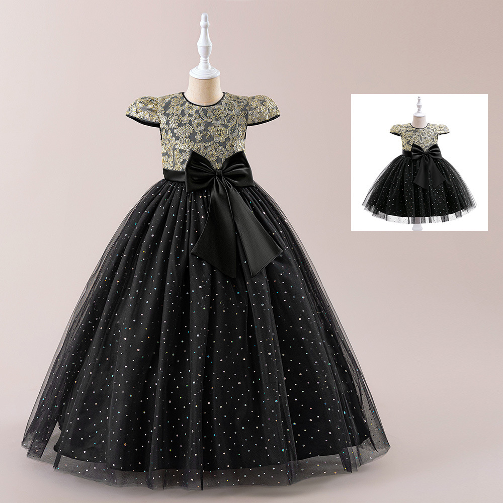 2025 Girls Princess Dress Sister Style Mesh Dress Photo Shoot Dress Embroidered Round Neck Dress Sister Dress