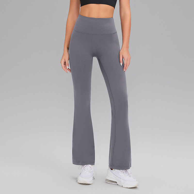 Picture of Lycra High-elastic Naked Shark Pants Hip-lifting High Waist Slimming Wide Leg Sports Fitness Flared Pants Women's Outer Wear Yoga Pants