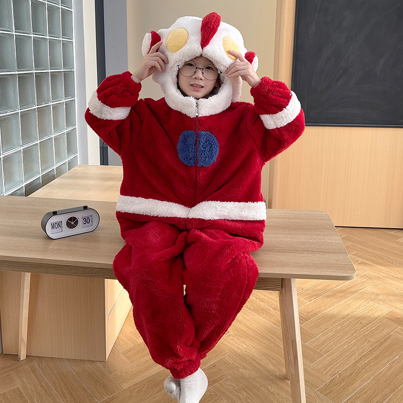 Picture of Funny Clothes Children's One-piece Pajamas Parent-child Clothes Boys Family of Three or Four Sullivan Winter fleece-lined One-piece Clothes
