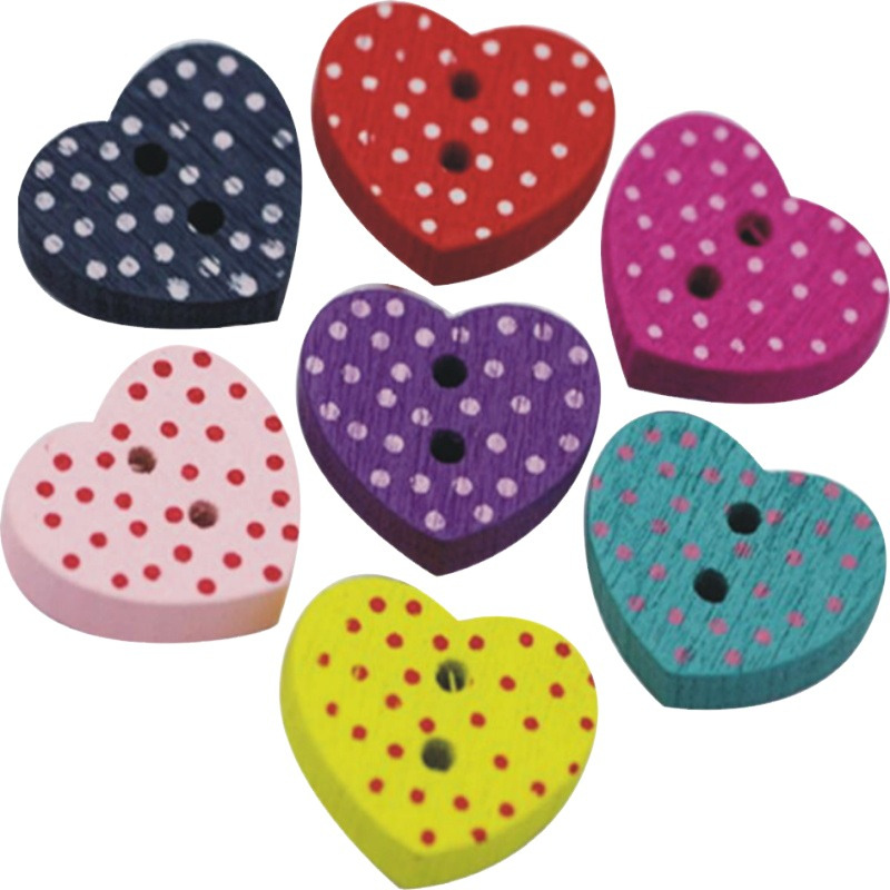 Picture of Small Dot Love button wholesale DIY accessories children's clothing five-pointed star plum blossom wooden button mixed color clothing