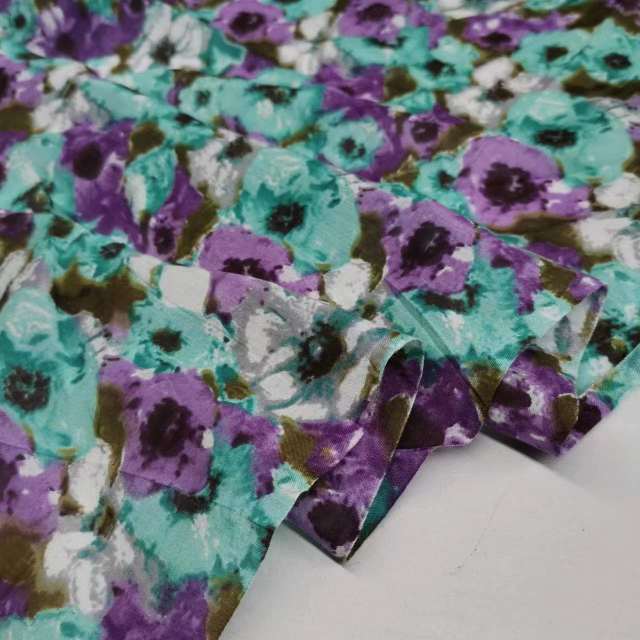 Silk Cotton fresh printed fabric 10mm wide summer fashion dress cheongsam shirt DIY fabric