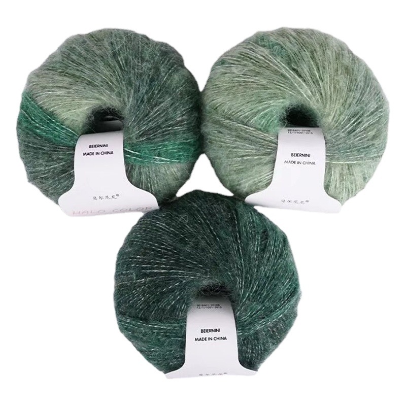 Bernini Rainbow Long Dyed mohair wool 30g Group Hand Crochet Spring and Summer Shawl Scarf Coat Line