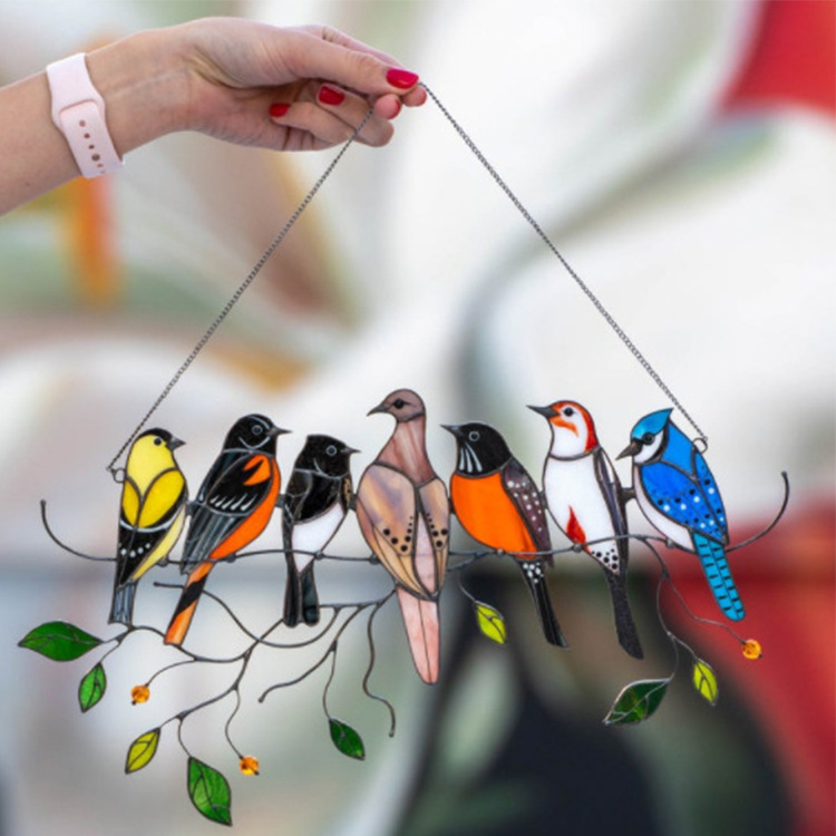 New Bird Painted Decoration Pendant Mother's Day Holiday Pendant Ornaments Bird Painted Window Decoration Bird Pendant