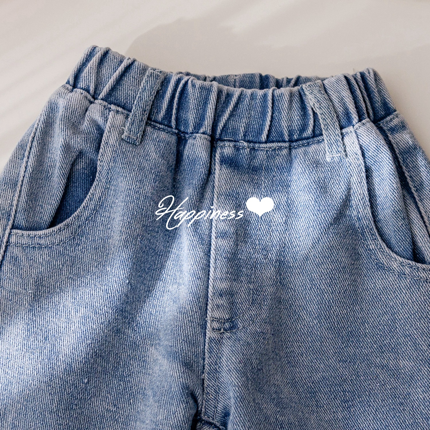 Picture of Girls' Jeans Spring and Autumn New Fashionable Lace Lace Casual Pants Baby Female Korean Style Western Style Straight Trendy Trousers