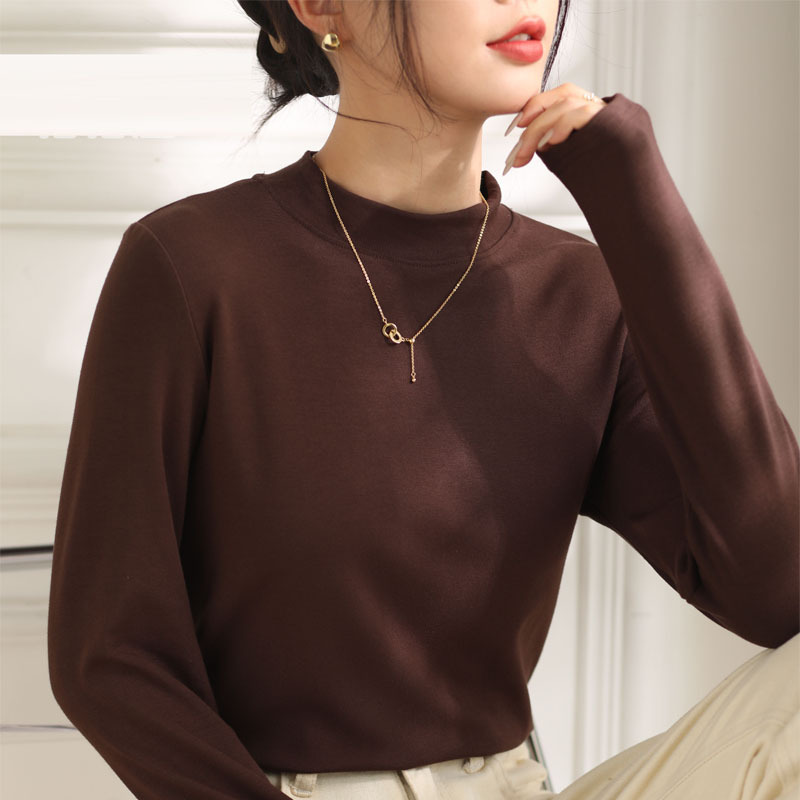 Picture of Autumn/winter 2024 semi-high collar base shirt women's long-sleeved T-shirt solid color temperament Joker inner top shaking voice direct supply