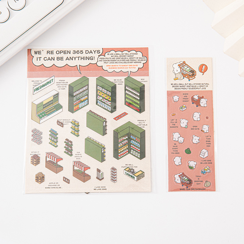 Picture of Cross-Border Korean-Style Miniature House Stickers, Miniature Scene, No-Cut Journaling, 3D Stereo Stacking Journaling, Stereo Scene
