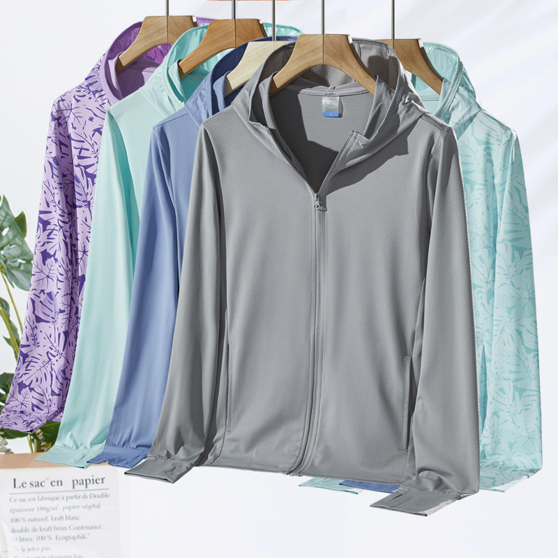 One-Piece Drop-Shipping Ice Silk Summer Sun Protection Clothing for Men and Women, Outdoor Thin Breathable Anti-Uv Skin Clothing Sun Protection Jacket