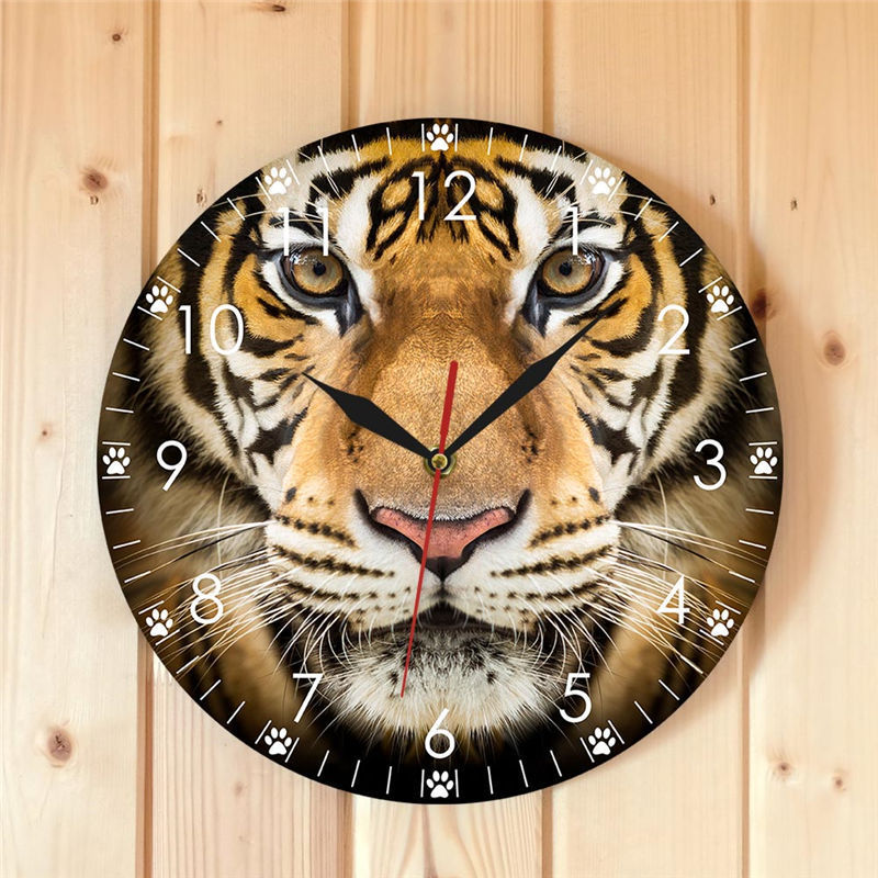 Siberian Tiger Head Pattern Modern Wall Clock Home Decoration Wildlife Clock Living Room Bedroom Wall Clock Cross Border