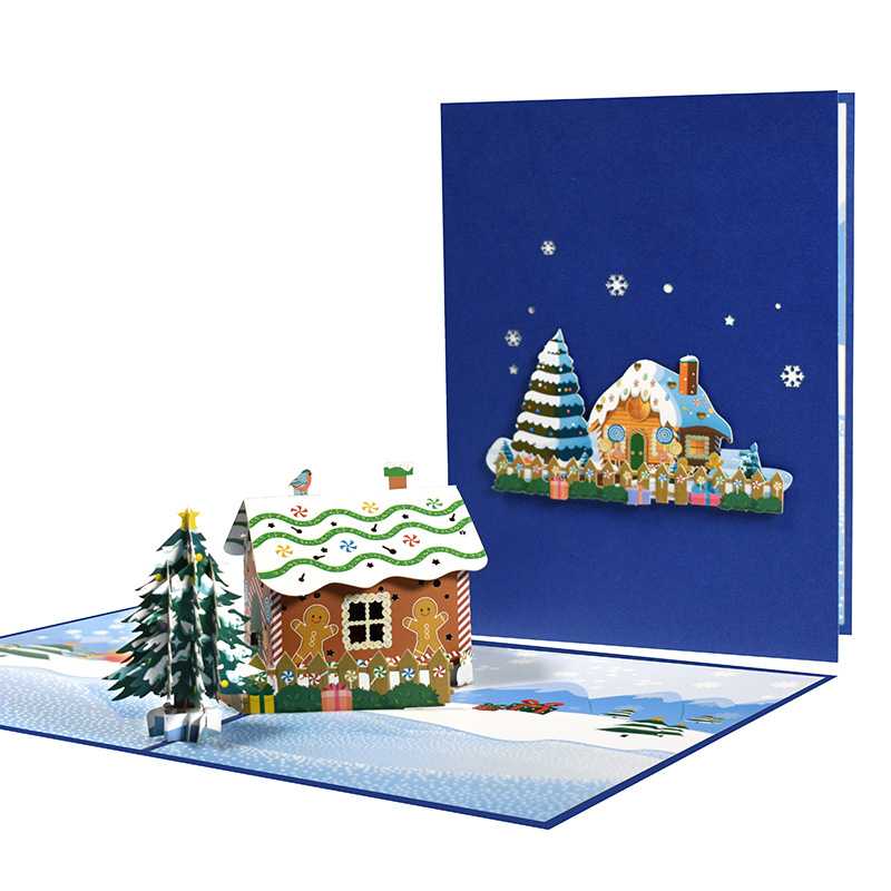 Picture of New Creative Amazon Cross-Border 3D Greeting Card Holiday Greetings Handmade Card Color Printed Christmas Lettering