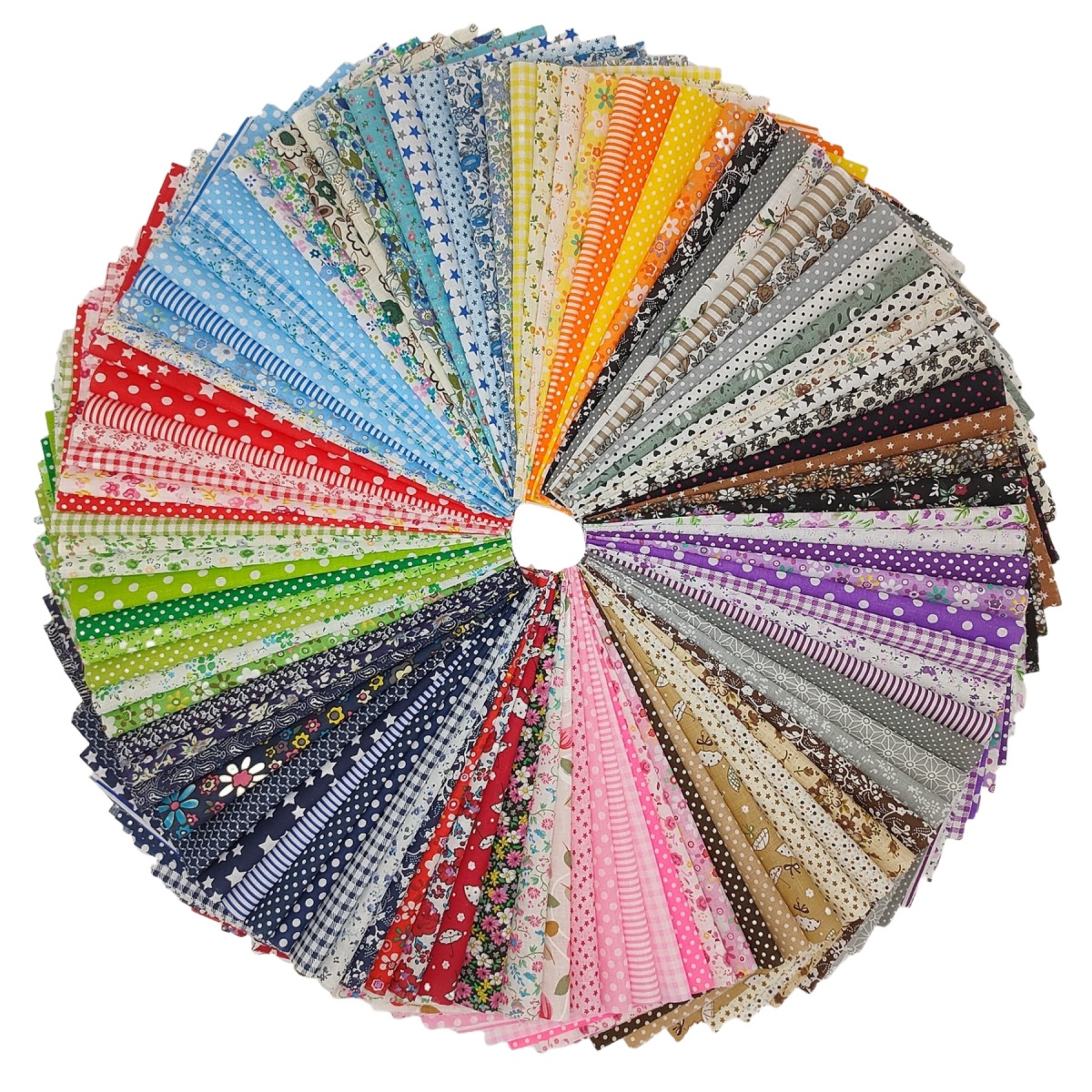 Cross-Border Plain Cotton Multi-Color Floral Fabric 200 Pieces Cotton Floral Fabric DIY Handmade Patchwork Fabric Set