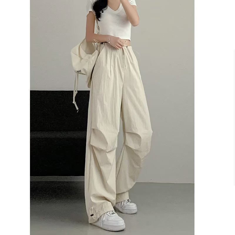Cross-border American Retro Covers Women's Thin Pants High Waist Wide Leg Pants Parachute Pants Floor Pants