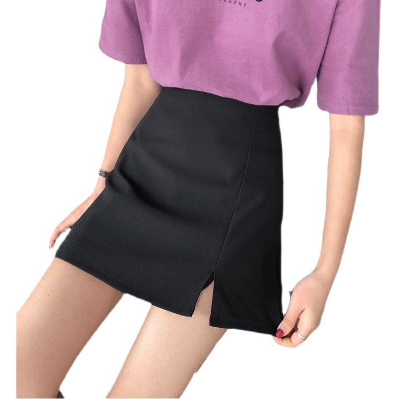 Black Suit Split Skirt plus size Summer Korean Style High Waist Slimming One-Step Skirt All-Match A- Line Skirt