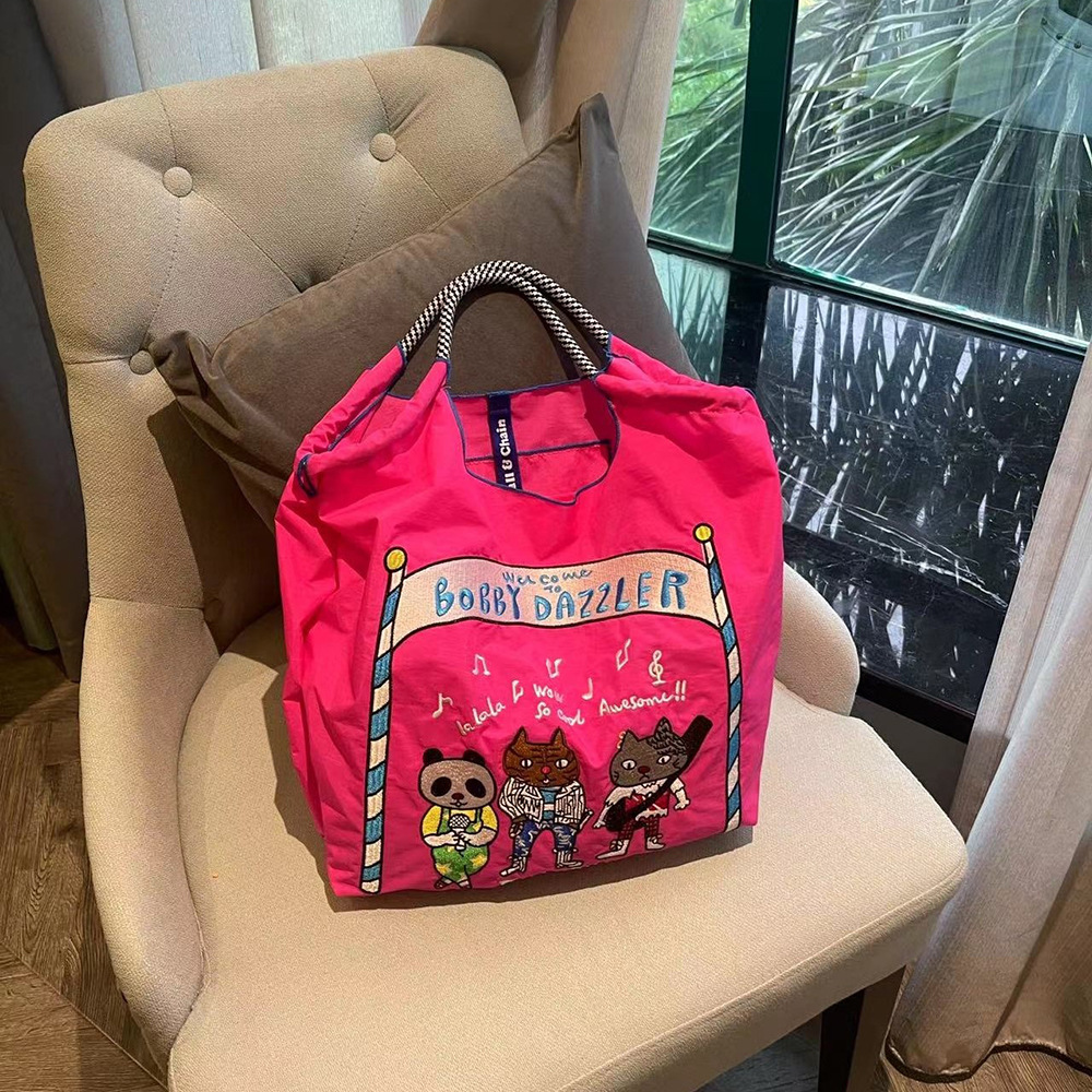 Picture of Japanese homemade ball chain eco-friendly shopping bag nylon embroidered hand canvas bag nylon shopping bag