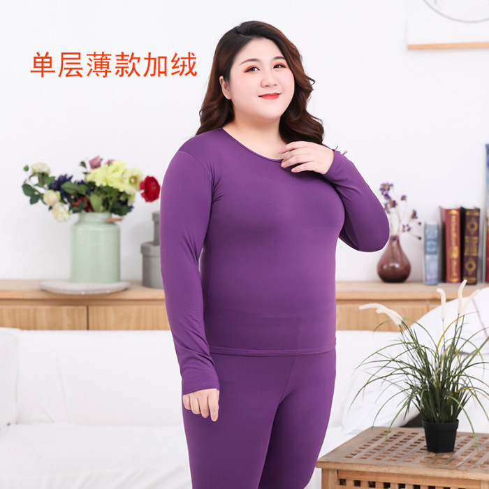 Picture of Thermal underwear long sleeve trousers women plus fat increase warm solid color scratch hair fleece-lined size six color 120.00kg wearable