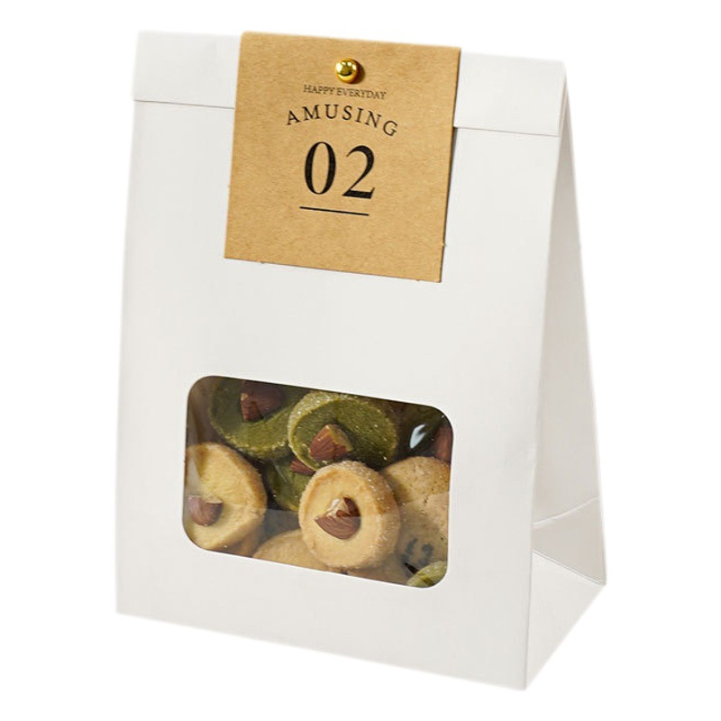 Kraft paper cookie packaging bag nougat snowflake crisp box transparent snack toffee fruit self-sealing bag baking