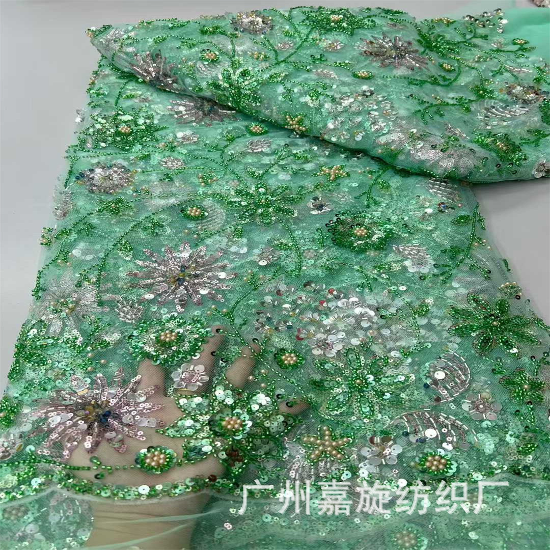 Beautiful Southeast Asian plant floral ethnic style dress, sequin beaded tube embroidery fabric, formal dress, performance costume, embroidered fabric