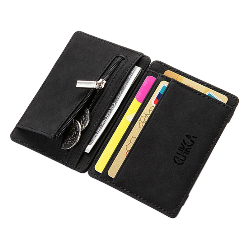 Cross-border new creative pu magic wallet flip women's card holder zipper coin pocket wallet men's wallet