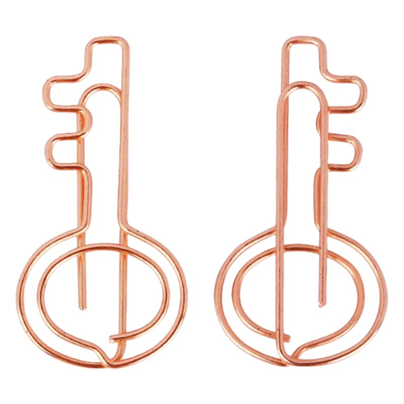 Factory Wholesale Simple Metal Electroplated Rose Gold Paper Clips in Bulk, Gold Key-Shaped Special-Shaped Holiday Gifts