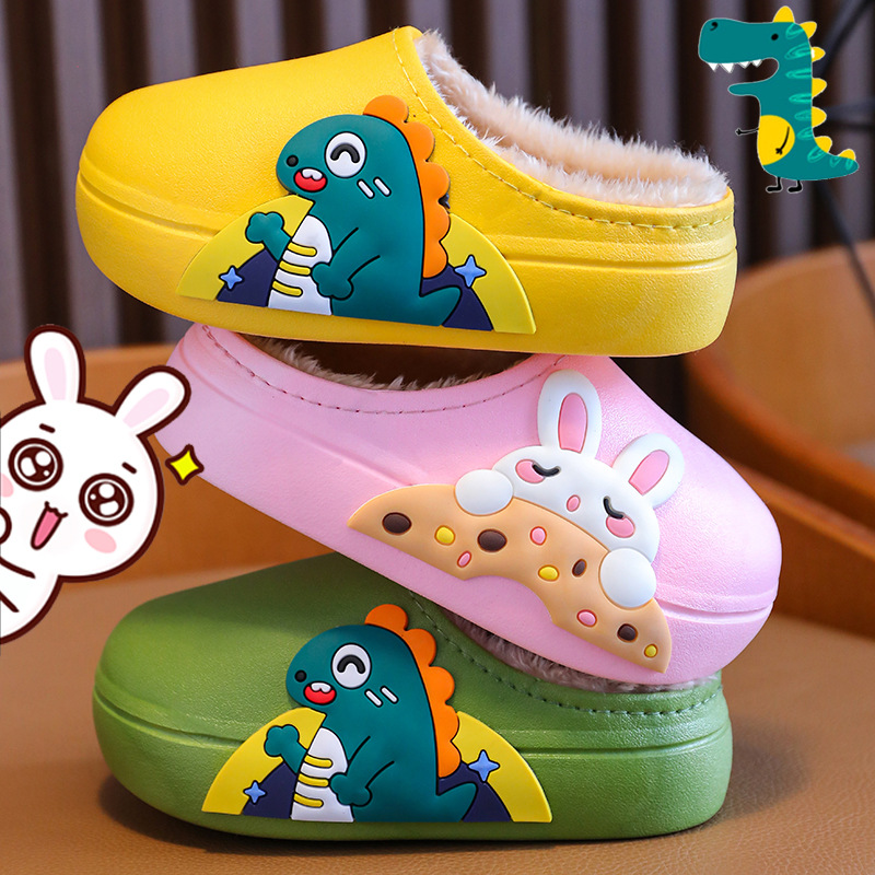 Waterproof, Non-Slip and Warm Boys' and Baby Fur Slippers for 3-6 Year Old Girls and Kidsren's Cotton Slippers
