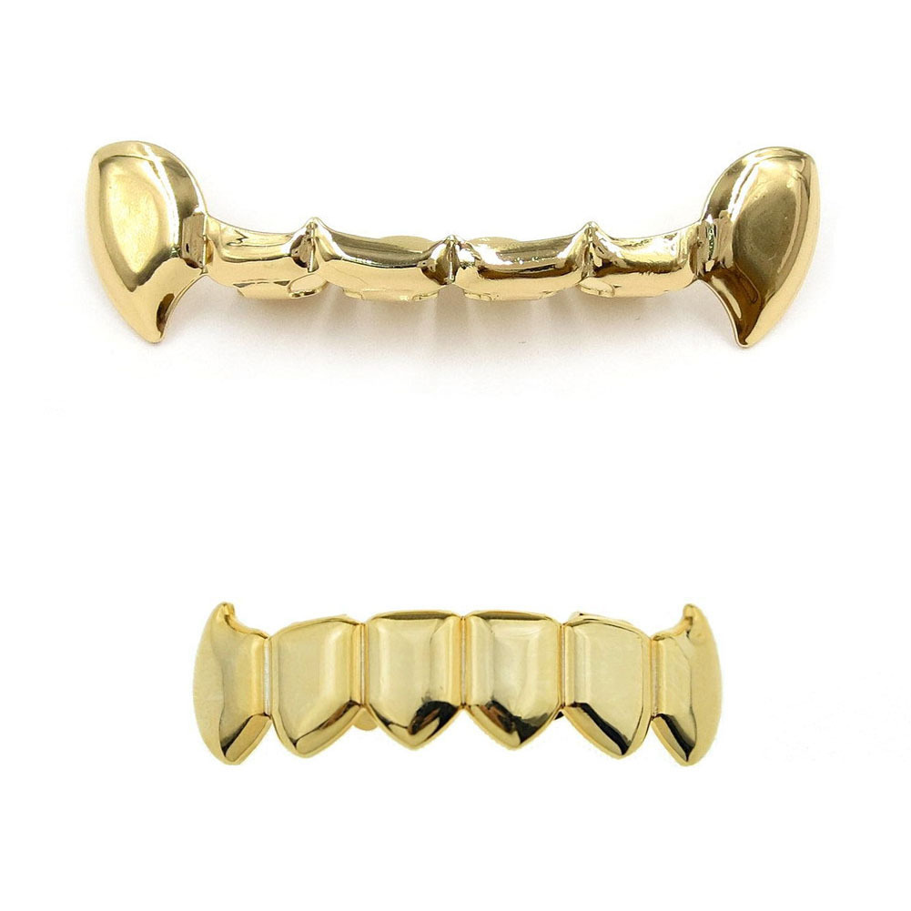 Amazon's Best Selling Hip-Hop Halloween Buck Teeth Vampire Gold Braces Teeth Grillz Gold Denture Braces