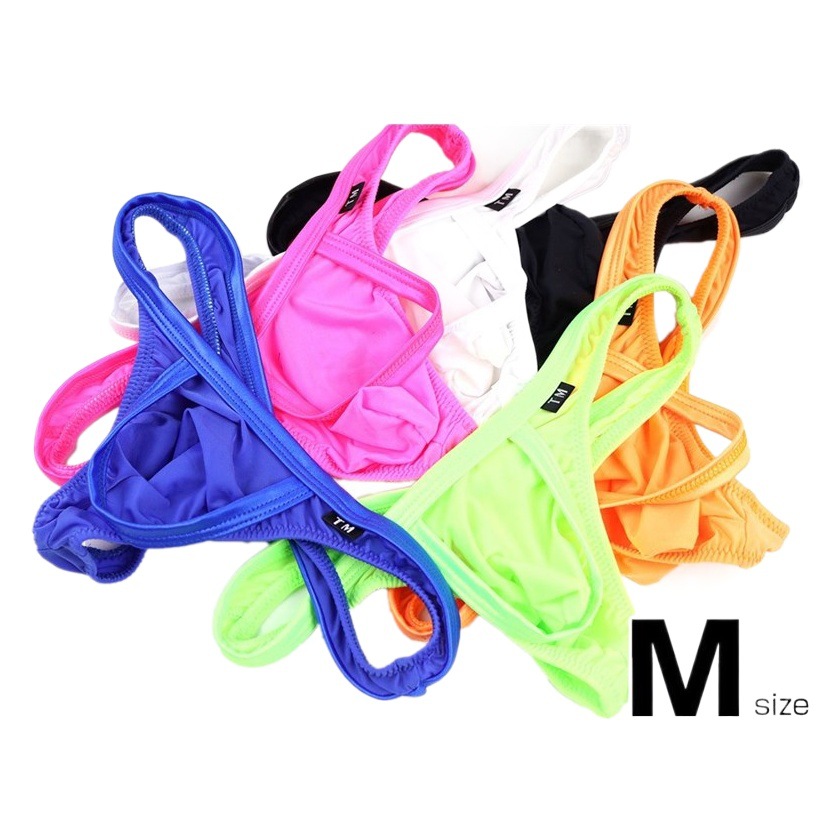 Men's thong high stretch Ice Silk fabric U convex bag sexy low waist men's T pants breathable U ring men's single thong