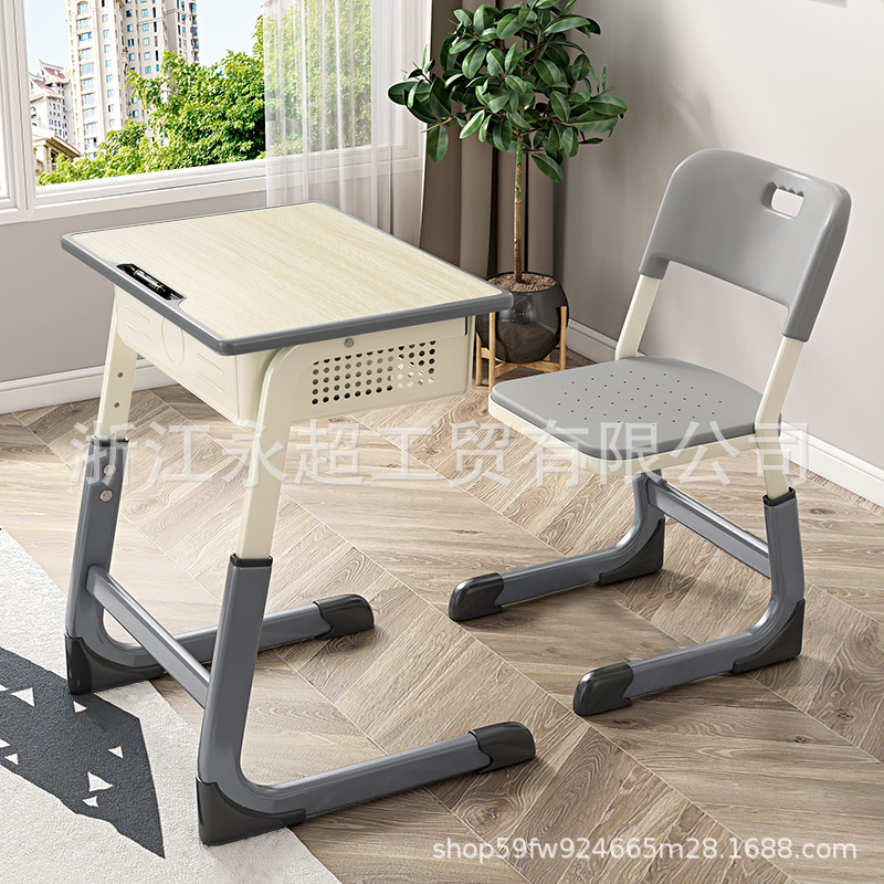 Picture of Cross-border Bidding Primary and Secondary School Students' Desks and Chairs School Tutoring Class Writing Desk Lifting Children's Learning Desk suit Wholesale