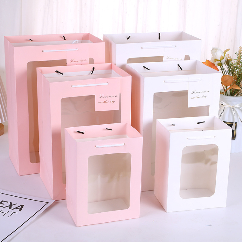 Picture of Transparent Gift Bag, Window Gift Bag, Souvenir Bag, Holiday Flower Packaging Bag, Bouquet Handbag, Gift Box