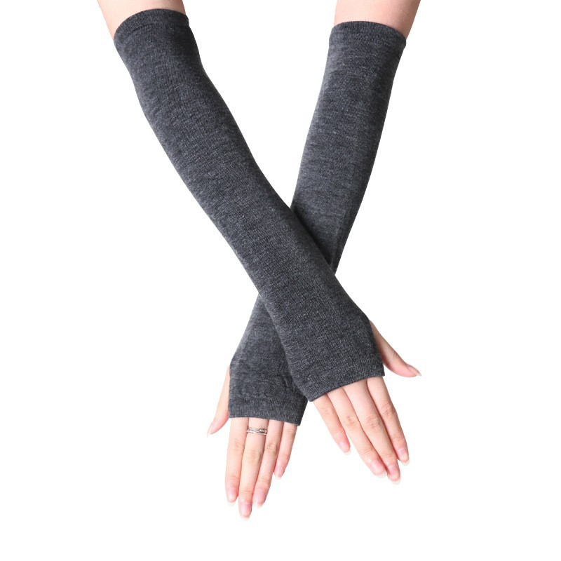Picture of Korean Style Women's Gloves Half-Finger Gloves Women's Winter Cute Autumn and Winter Long Gloves Arm Covers Fingerless Woolen Gloves