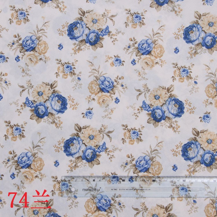 Woven Fabric Manufacturers Long-Term Spot Wholesale Sky Blue Korean Version Three-Color Series Decorative Fabric Imitation Cotton Printed Fabric
