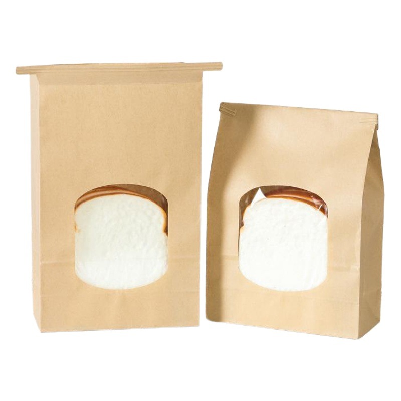 Picture of Spot Window Toast Bread Bag Kraft Paper Wire Baked Tea Snacks Transparent Packaging Paper Bag Manufacturer Wholesale