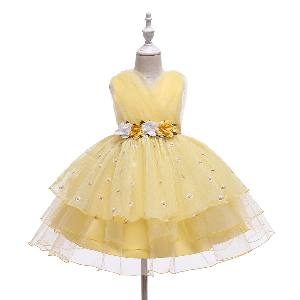 Picture of 2020 Summer new yellow skirt girls dress children's clothing piano costume a princess dress