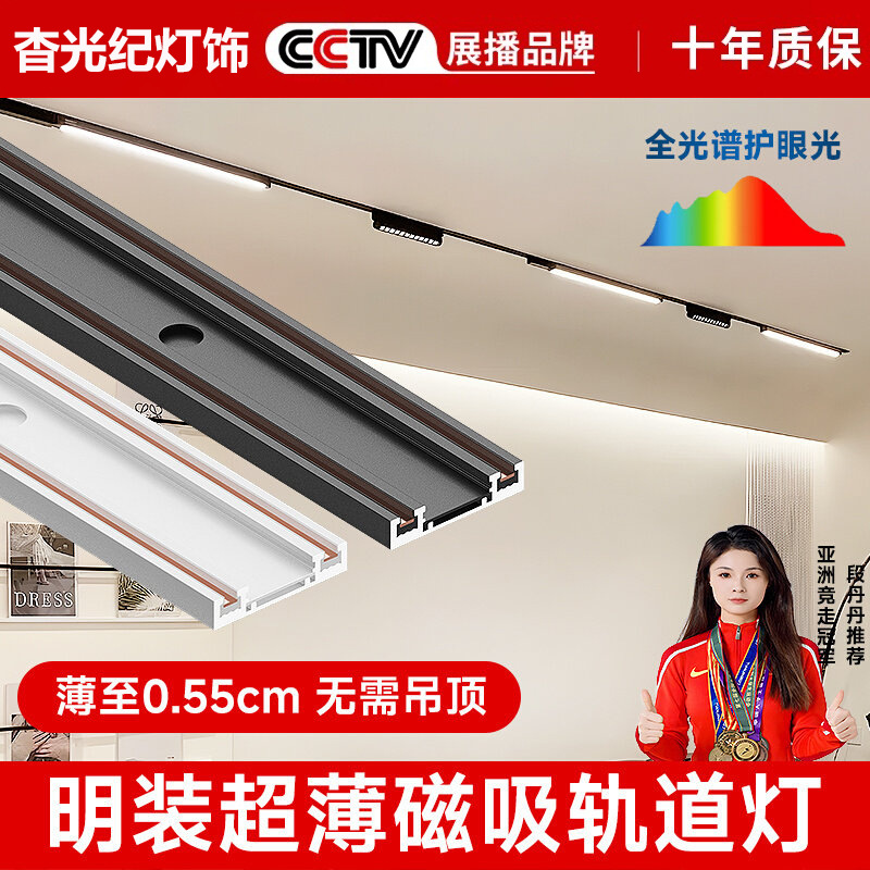Ultra-Thin Surface-Mounted 0.5cm Magnetic Track Light for Bedroom Corridor Without Main Light, No Ceiling, Living Room Linear Lighting