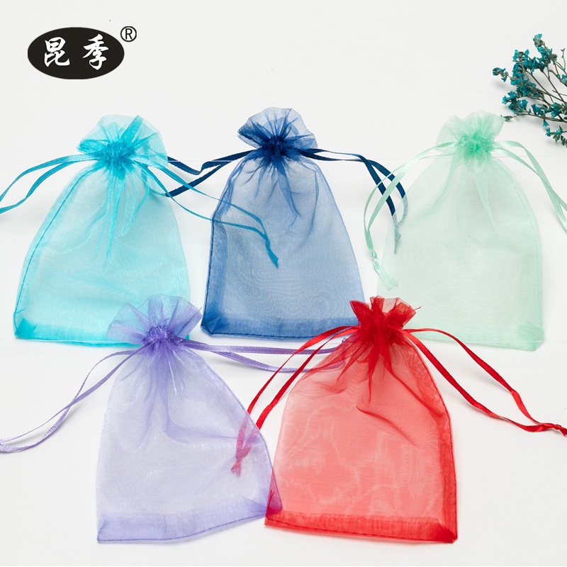 Picture of Plain beam gauze bag wholesale wedding candy bag spot small gift packaging mesh bag printing high density gauze