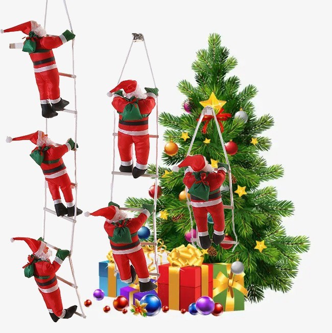 Christmas Decorations Pendant Static Ladder Climbing Rope Santa Claus Doll Christmas Props Window Decoration Gifts