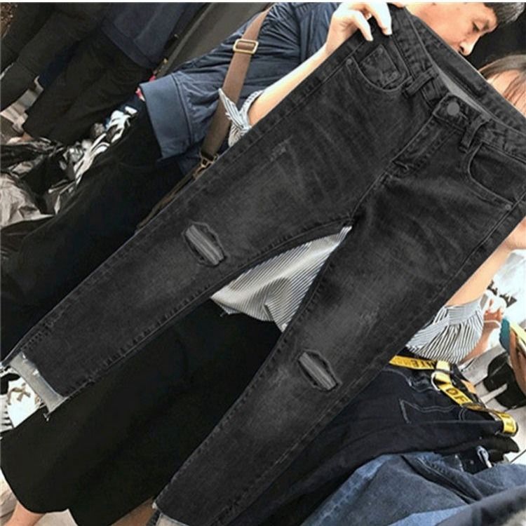 Picture of 2020 Jeans Women's Summer Slimming Hong Kong Style Skinny Pants Slim-fit Students Korean-style High Waist Ankle-length Pencil Pants
