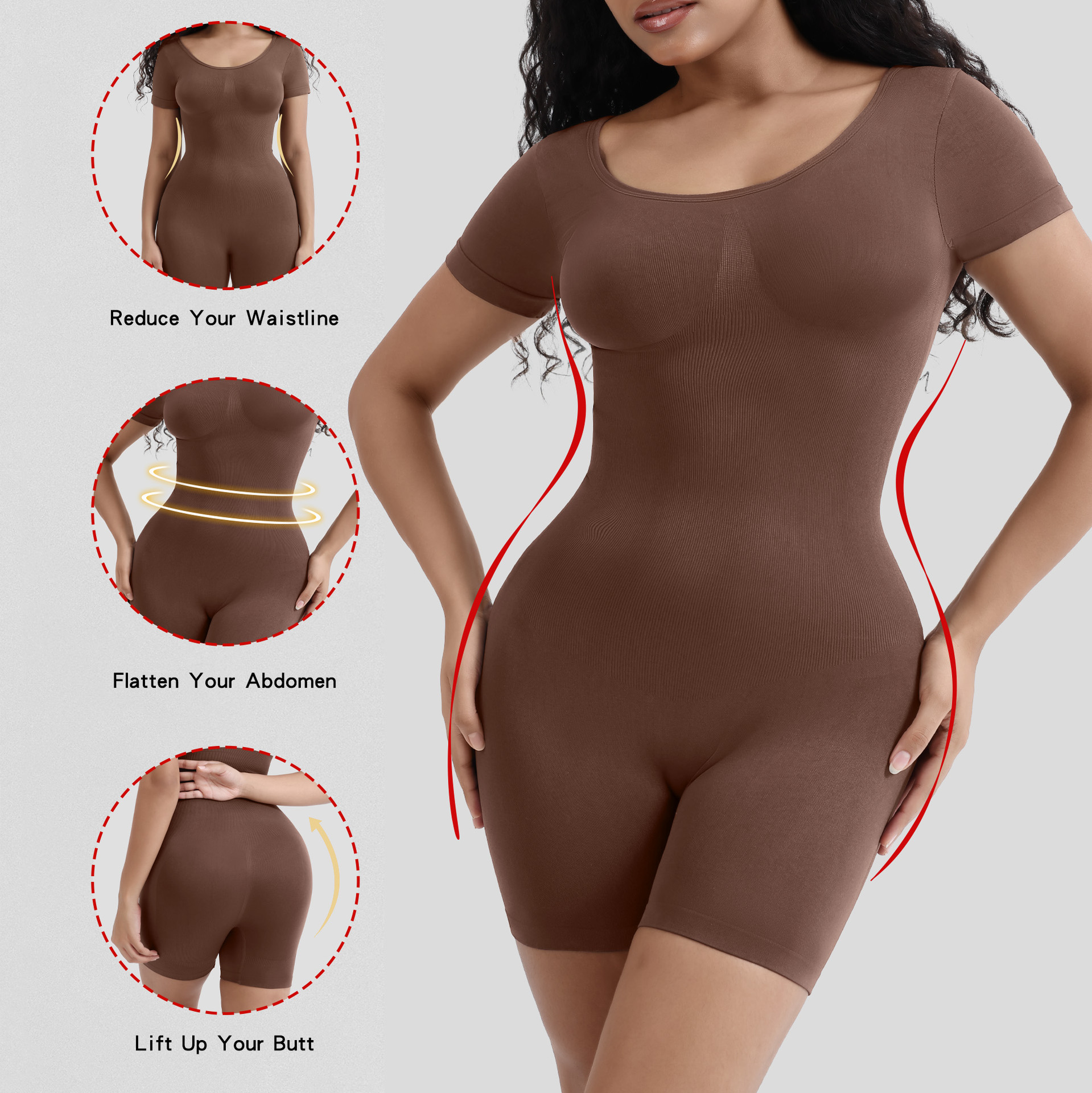Picture of European and American-style Body Shaping jumpsuit Women's Body Shaping Waist Short-sleeved jumpsuit Seamless Spice Girl jumpsuit jumpsuit