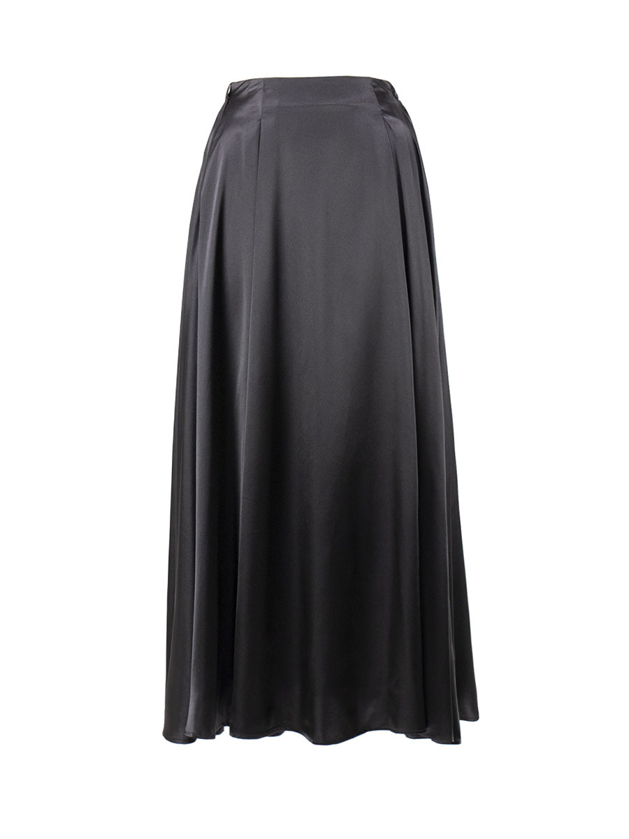 Picture of Cross-Border Women's Skirt, European and American Style, 2025 Summer New Model, Elegant and Graceful, High-Waisted Satin Long Skirt in Satin Fabric