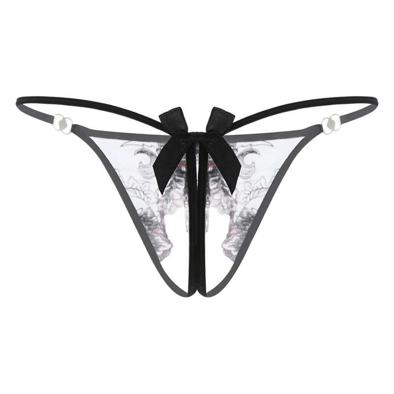 sexy underwear ladies panties embroidered pendant thong transparent lace open crotch briefs foreign trade goods