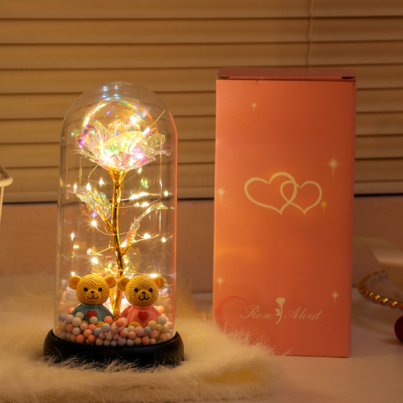 Picture of Immortal bouquet rose night light ornament bedroom decoration birthday gift for girlfriend girl children student Qixi Festival
