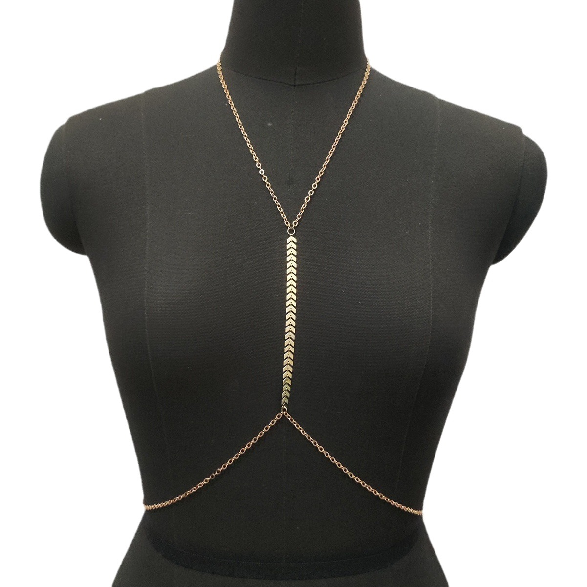 European and American Style Spring Autumn Long Sleeve Cardigan with Body Chain Accessories Arrow Fishbone Breast Chain Decoration Women's chain