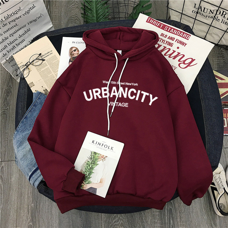 Autumn and Winter fleece-lined Thickened Sweatshirt Women's Loose Casual Long-sleeved Hooded Top CEC Coat Trendy Ins Cross-border Foreign Trade