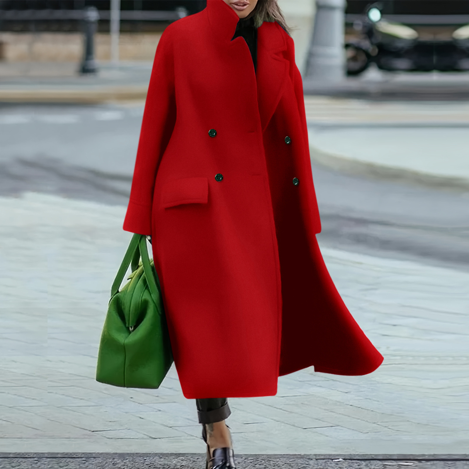 Picture of Amazon Cross-border Foreign Trade Europe and America Explosions Loose Winter and Autumn Women's Woolen Jacket Warm Commuting Elegant Coat