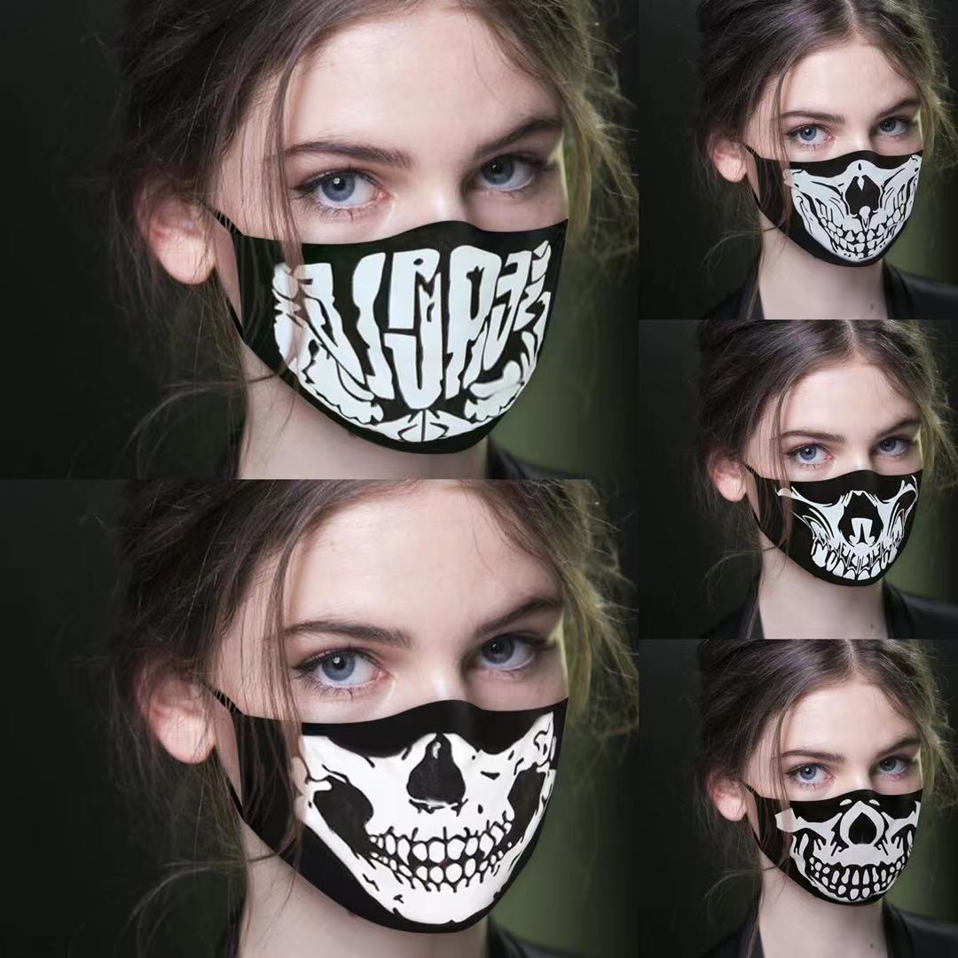 European and American cross-border Halloween adult printed mask dustproof warm washable polyester cotton mask riding in stock