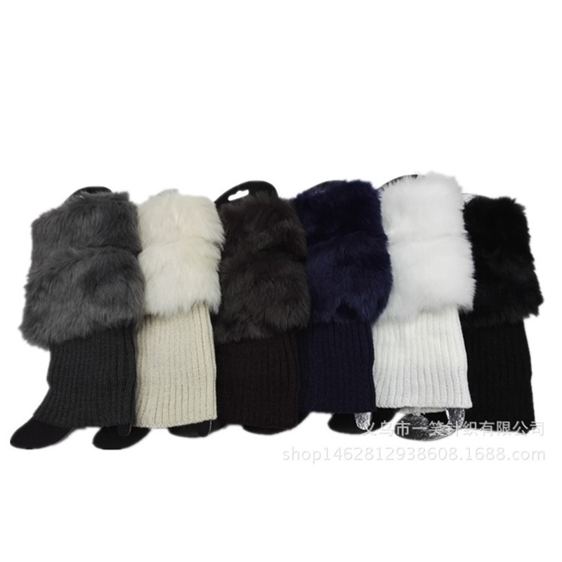 Wool socks Europe and the United States ladies knitted leg set threaded fur boots a generation of hair fashion calf cover
