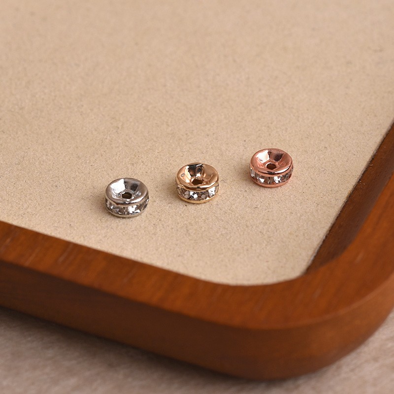 Picture of 14K gold inlaid zircon beads handmade diy jewelry diamond ring spacer round wheel beads loose beads accessories color retention