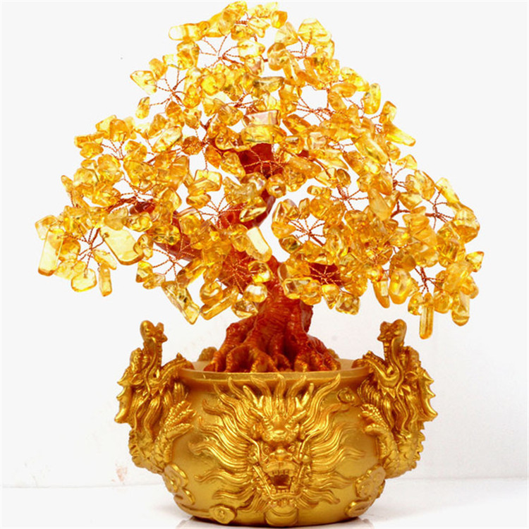 Picture of East China Sea Festival High Yellow Tree Three Dragon Crystal Tree Money Tree Money Tree Home Decoration Bring in Wealth and Treasure