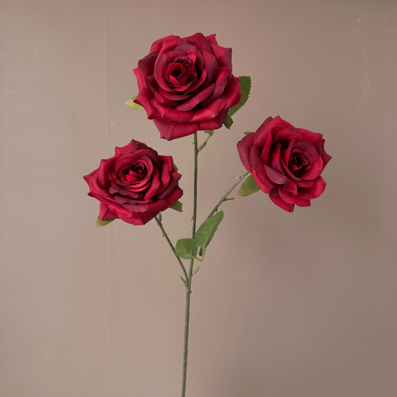 Picture of New 3-Head Diamond Rose Artificial Flower Wedding Hall Decorative Flower Artificial Flower Amazon Export Bouquet Rose Flower