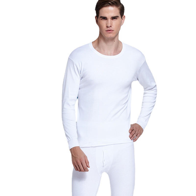 Picture of Men's Pure Cotton Autumn Clothes and Pants Thin Cotton Sweater Youth All Cotton Basic All Cotton Underwear Men's Warm suit Winter