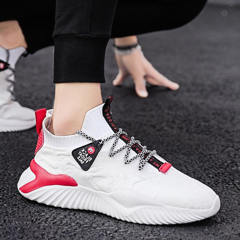 2025 Spring and Summer Men's Shoes Korean Style Fashion Casual Shoes Low-Top Easiest for Match Slip-On Fly Knitted Breathable Men's Sports Shoes